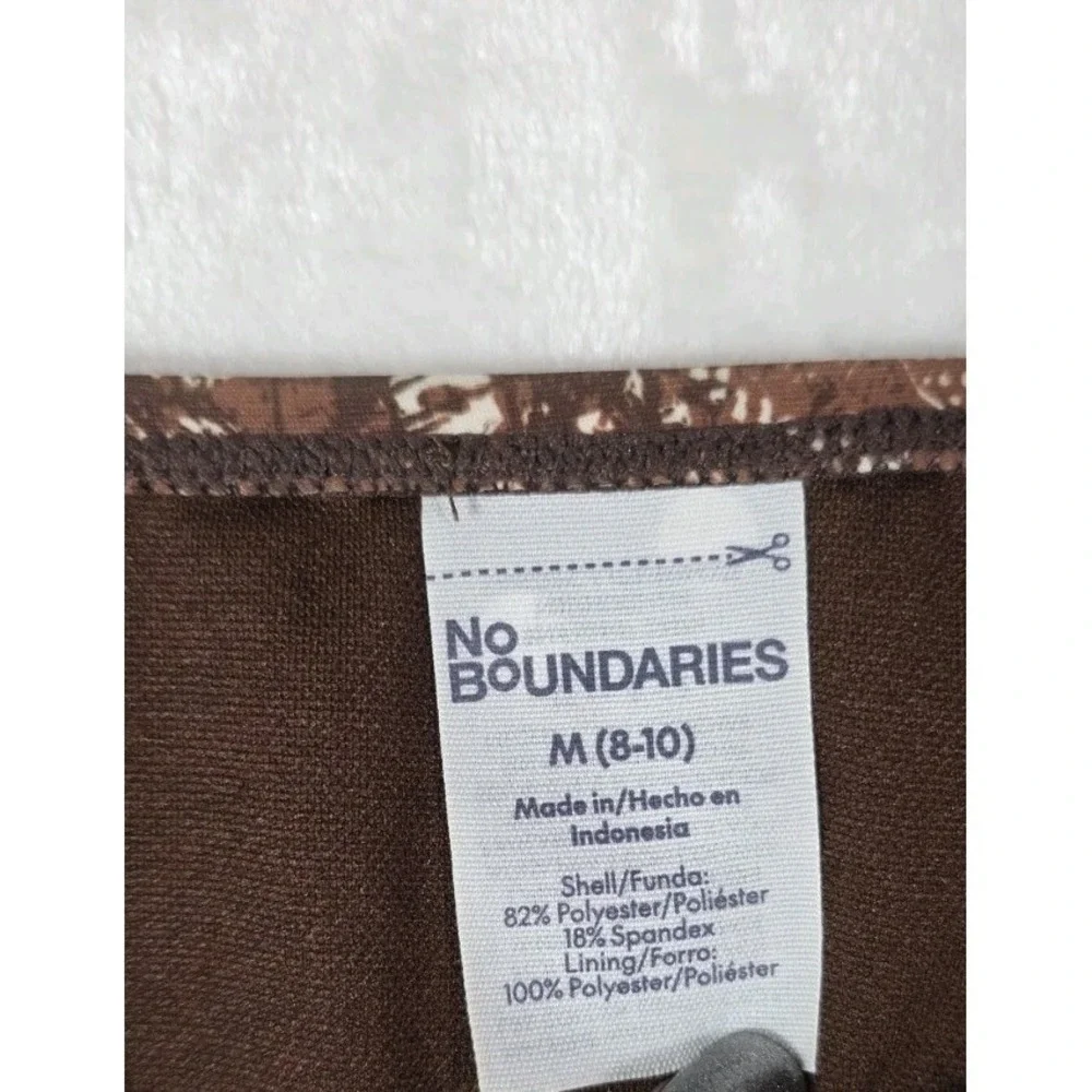 No Boundaries Bikini Set Brown Print Bandeau Cheeky High Leg M 8-10 NWT